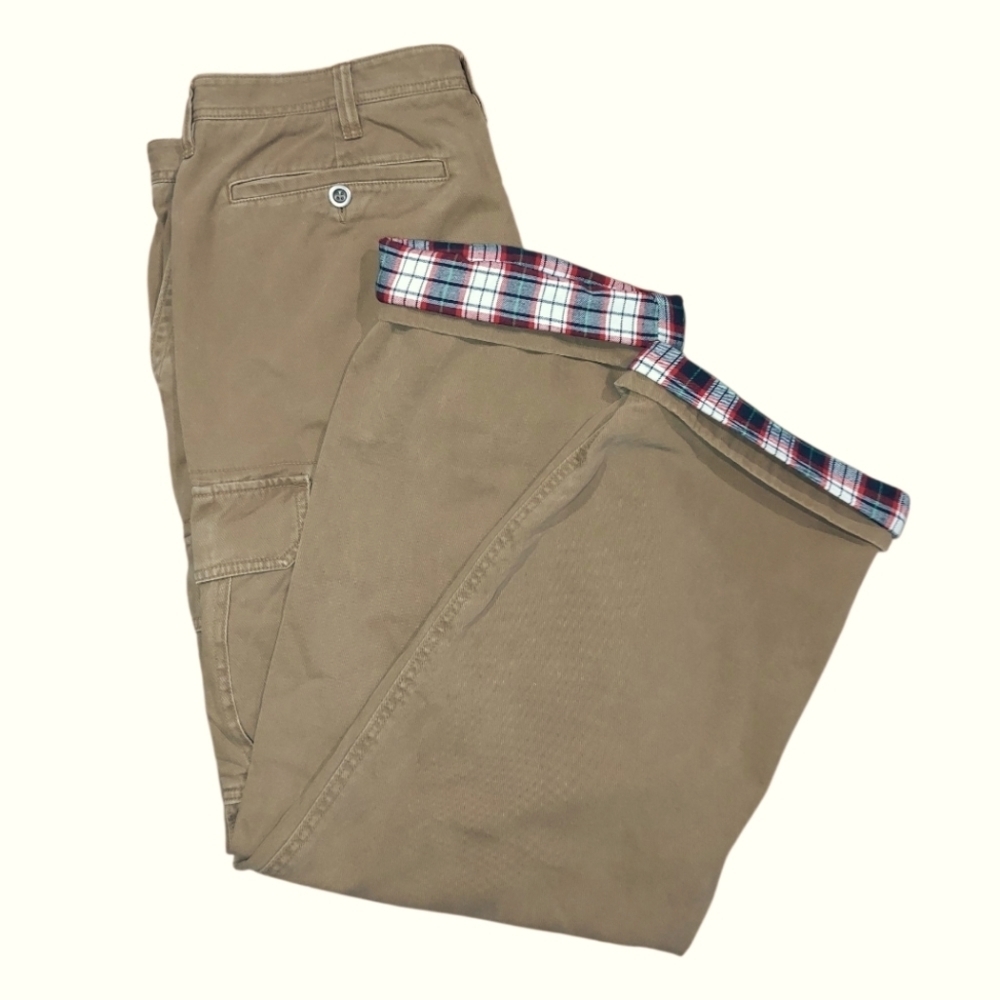Old Navy Flannel/Plaid Lined Cargo Pants Tan/Lt. Brown